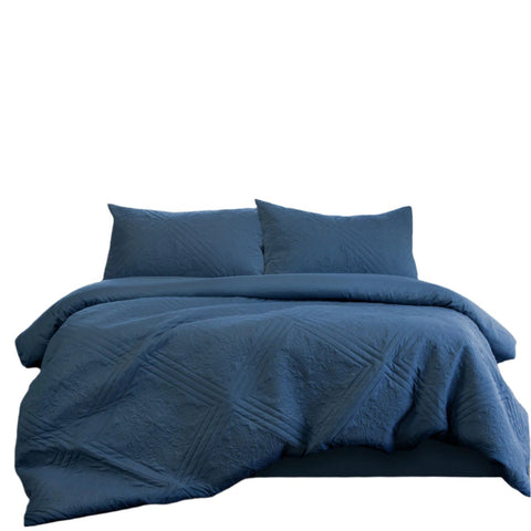 Ardor Boudoir Eddison Quilted Embossed Quilt Doona Duvet Cover Queen Cornflower