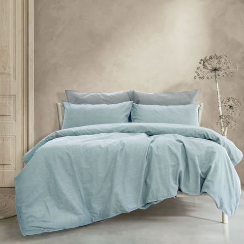 Ardor Embre Linen Look Cotton Quilt Doona Duvet Cover Set King Chambray