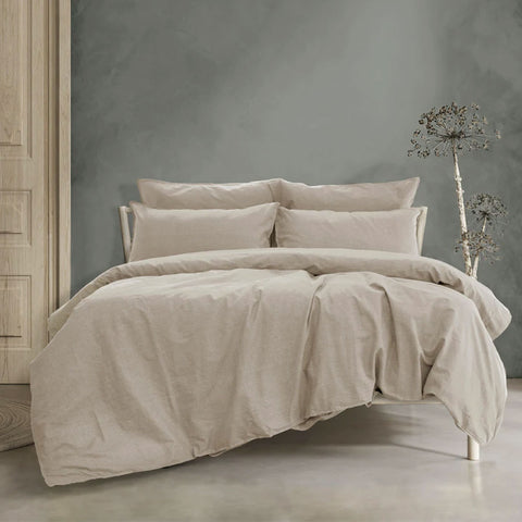 Ardor Embre Linen Look Cotton Quilt Doona Duvet Cover Set Queen Taupe