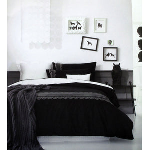 Ardor Evie 225TC Ribbon Embroidery Quilt Doona Duvet Cover Set Queen Black