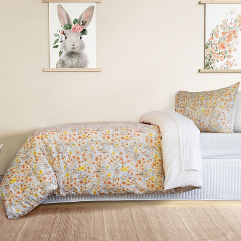 Jelly Bean Kids Flora Floral Bunny Rabbit Quilt Doona Duvet Cover Set Single