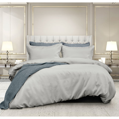 Ardor Florence Waffle Quilt Doona Duvet Cover Set Queen Silver Grey