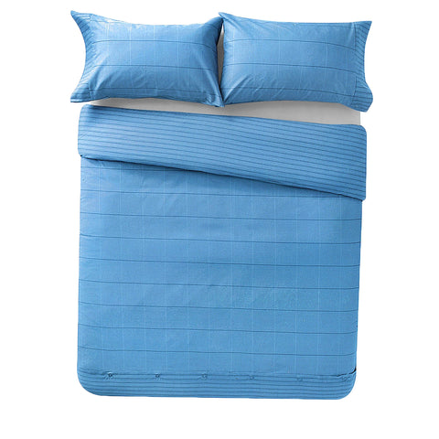 Apartmento Harvard Chambray Quilt Doona Duvet Cover Set King Blue