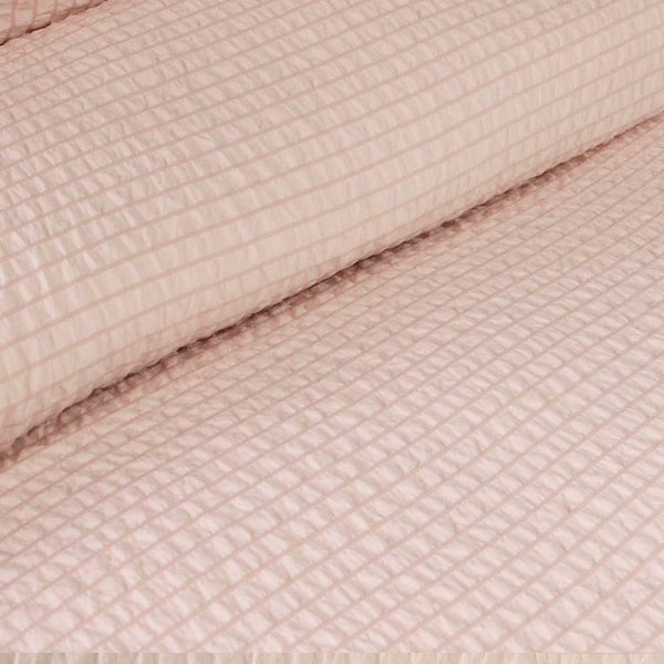 Ardor Ingrid Seersucker Stripe Quilt Doona Duvet Cover Set Double Blush Pink