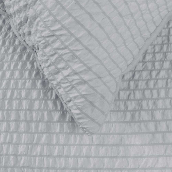 Ardor Ingrid Seersucker Stripe Quilt Doona Duvet Cover Set Queen Silver Grey