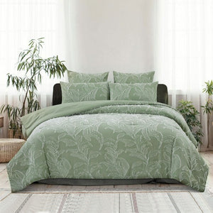 Ardor Kiah Pale Olive Textured Jacquard Quilt Doona Duvet Cover Set Queen