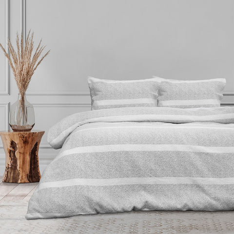 Ardor Liam Chenille Textured Grey Quilt Doona Duvet Cover Set Queen