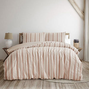 Ardor Lisbon Seersucker Quilt Doona Duvet Cover Set Shell Pink King
