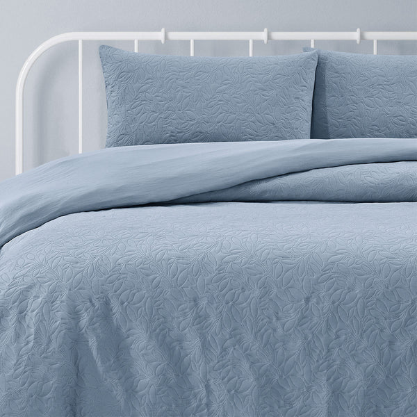 Ardor Lottie Bluebell Pinsonic Embossed Quilt Doona Duvet Cover Set King