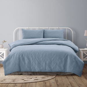 Ardor Lottie Bluebell Pinsonic Embossed Quilt Doona Duvet Cover Set Queen