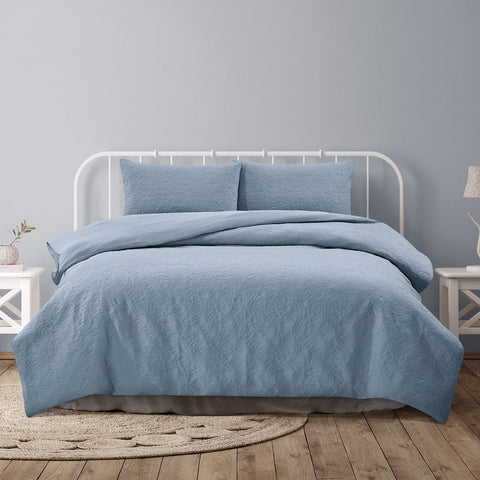 Ardor Lottie Bluebell Pinsonic Embossed Quilt Doona Duvet Cover Set Queen
