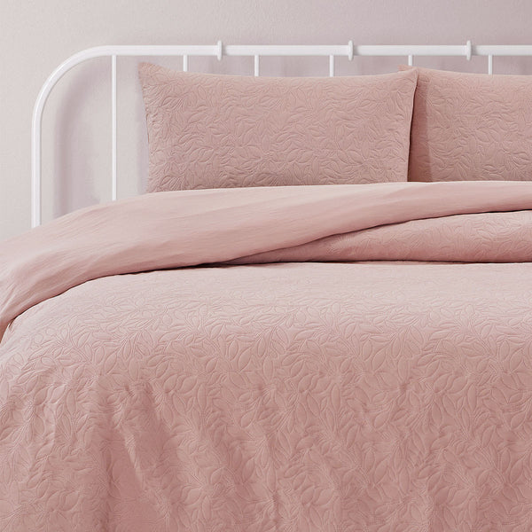 Ardor Lottie Blush Pinsonic Embossed Quilt Doona Duvet Cover Set King
