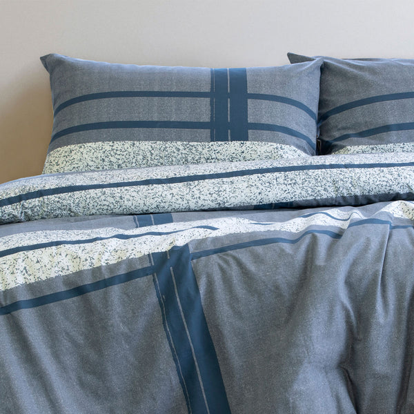 Ardor Mateo Geometric Polyester Cotton Quilt Doona Duvet Cover Set King Blue