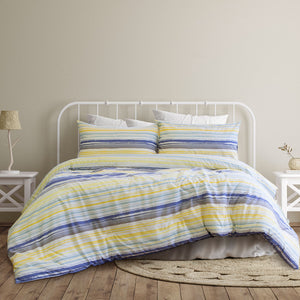 Ardor Milford Striped Polyester Cotton Quilt Doona Duvet Cover Set King Seafoam