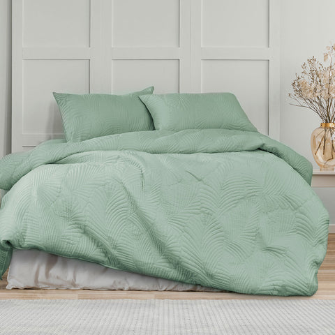 Ardor Molly Palm Green Quilted Quilt Doona Duvet Cover Set King