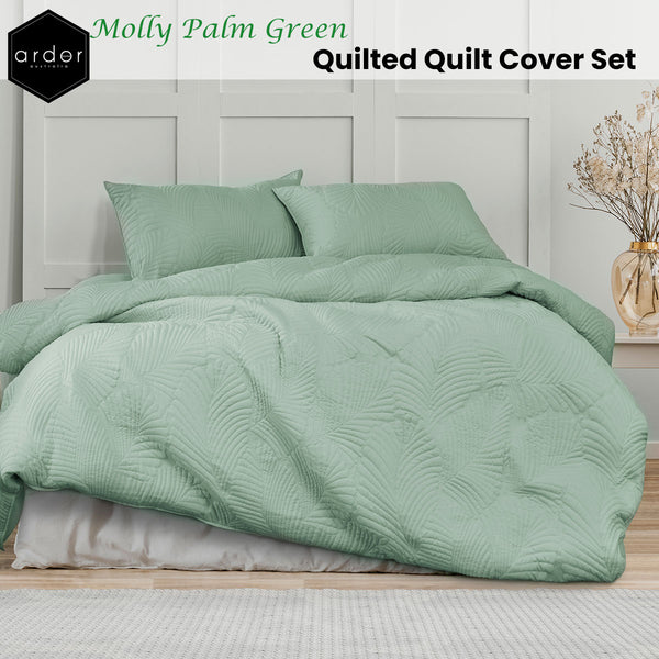 Ardor Molly Palm Green Quilted Quilt Doona Duvet Cover Set King