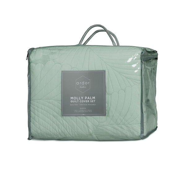 Ardor Molly Palm Green Quilted Quilt Doona Duvet Cover Set King