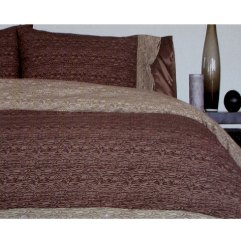 Essentially Home Living Moray Scribble Quilt Doona Duvet Cover Set Brown Double