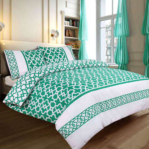 Apartmento Ramada Geometric Quilt Doona Duvet Cover Set Green White Single