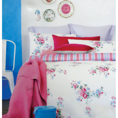 Ardor Rose Floral 225TC Cotton Poly Quilt Doona Duvet Cover Set Pink King