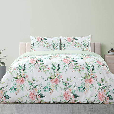 Ardor Rose Whisper Sage Floral Quilt Doona Duvet Cover Set Double