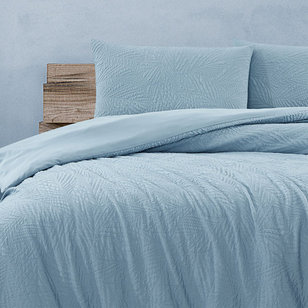 Ardor South Coast Pale Blue Embossed Quilt Doona Duvet Cover Set King