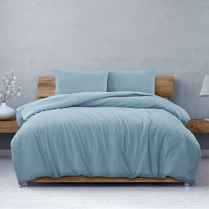 Ardor South Coast Pale Blue Embossed Quilt Doona Duvet Cover Set Queen