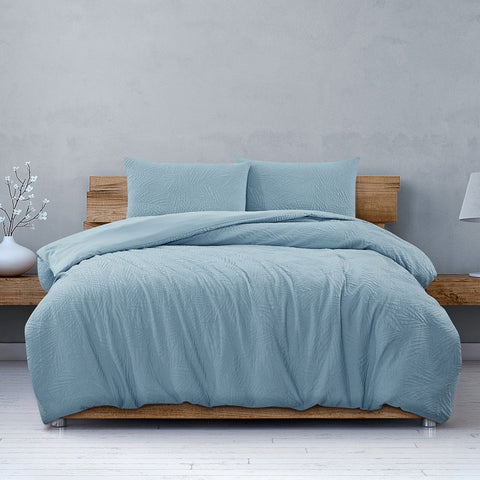 Ardor South Coast Pale Blue Embossed Quilt Doona Duvet Cover Set Queen