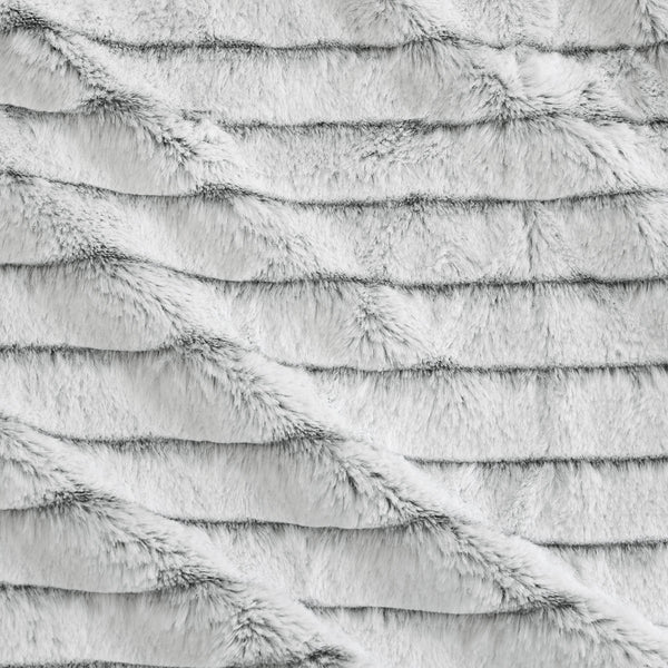 Ardor Striped Faux Fur Grey Quilt Doona Duvet Cover Set Queen