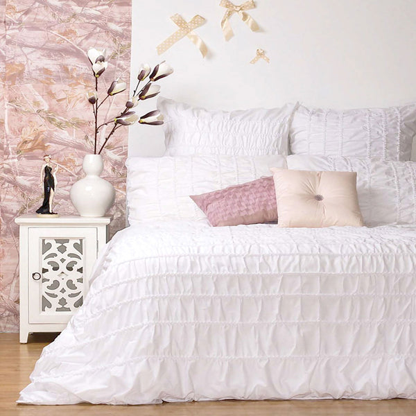 Ardor Tuscany Quilt Doona Duvet Cover Set White Queen