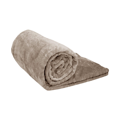 Ardor Lucia Plush Throw Blanket Rug Stone Brown 127 x 152cm