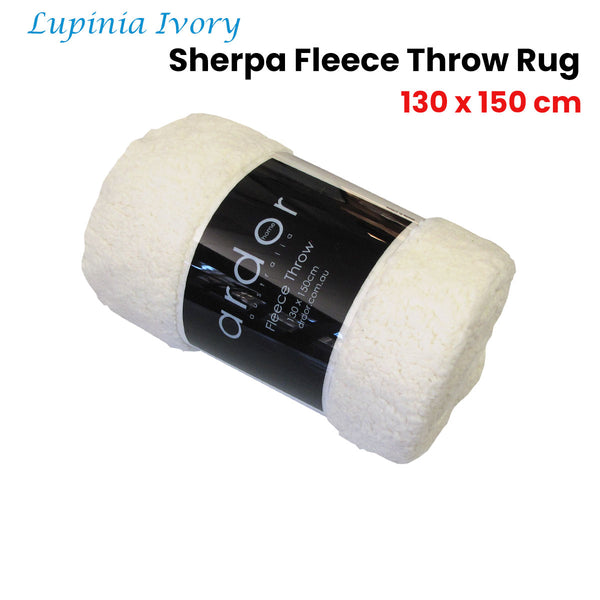 Ardor Lupinia Ivory Sherpa Fleece Throw Rug Blanket 130 x 150cm