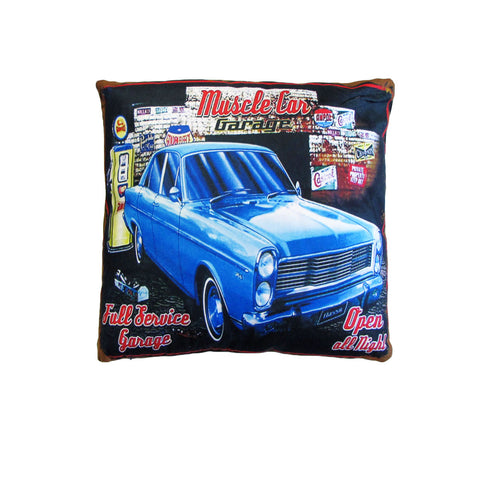 Retro Filled Cushion Muscle Car Garage 40 x 40cm