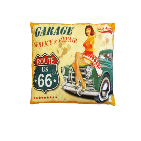 Retro Filled Cushion Route 66 40 x 40cm
