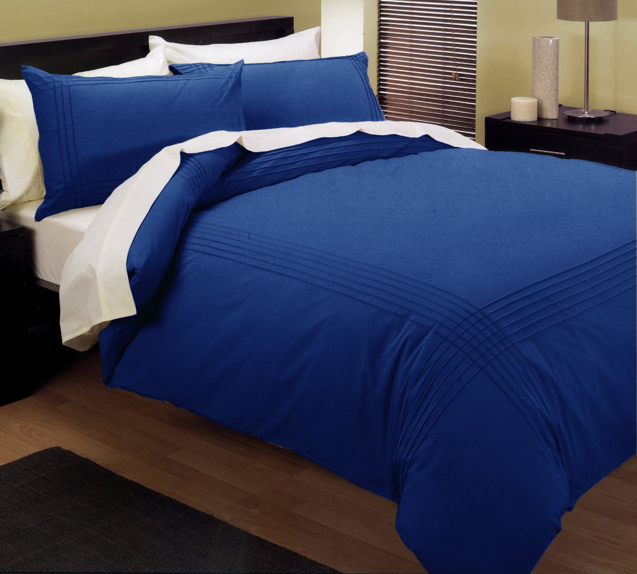 Shangri-La Kingtex 225TC Pintuck Quilt Doona Duvet Cover Set Blue Queen