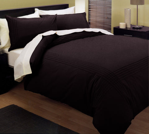 Shangri-La Kingtex 225TC Pintuck Quilt Doona Duvet Cover Set Chocolate King