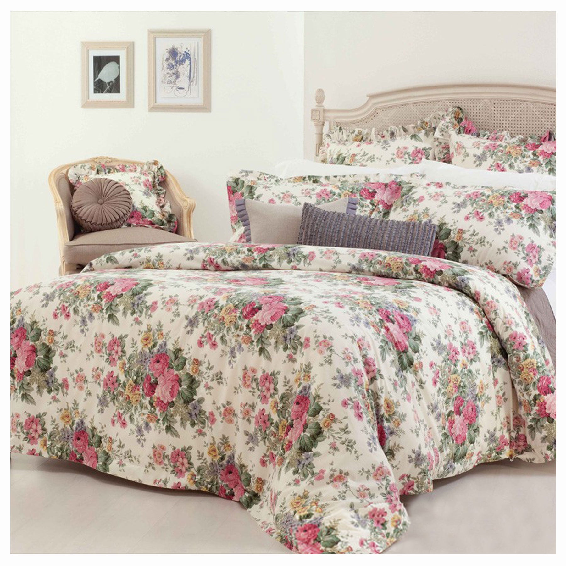 Gainsborough Rosewood Floral Quilt Doona Duvet Cover Set Double