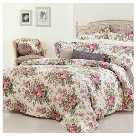 Gainsborough Rosewood Floral Quilt Doona Duvet Cover Set Double