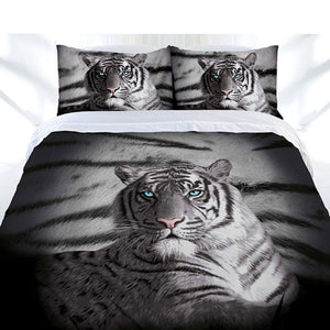 Just Home Blue Eyes Stripes Tiger Quilt Doona Duvet Cover Set Queen
