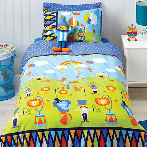Cubby House Reversible Circus Fun Quilt Doona Duvet Cover Set Double