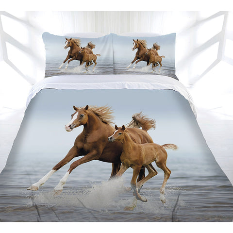 Just Home Frolicking Horse Quilt Doona Duvet Cover Set Queen