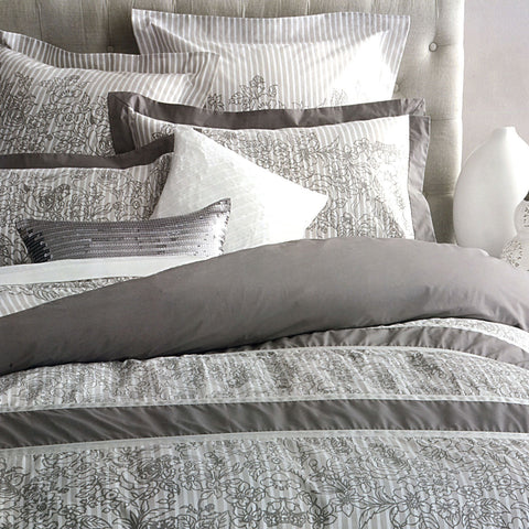 Canterbury Marielle Quilt Doona Duvet Cover Set Grey White Taupe Queen