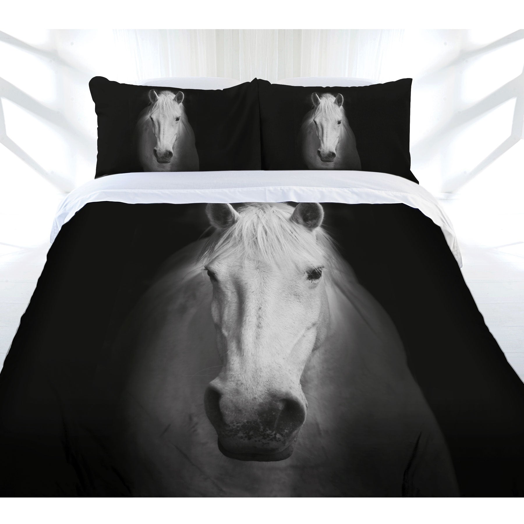 Just Home Midnight Horse Quilt Doona Duvet Cover Set Queen