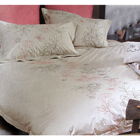 Canterbury Orinocco Floral Embroidered Quilt Doona Duvet Cover Set Sand King