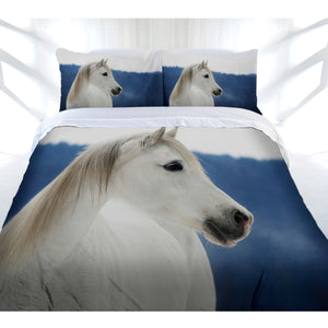 Just Home Snowy Horse Quilt Doona Duvet Cover Set Queen