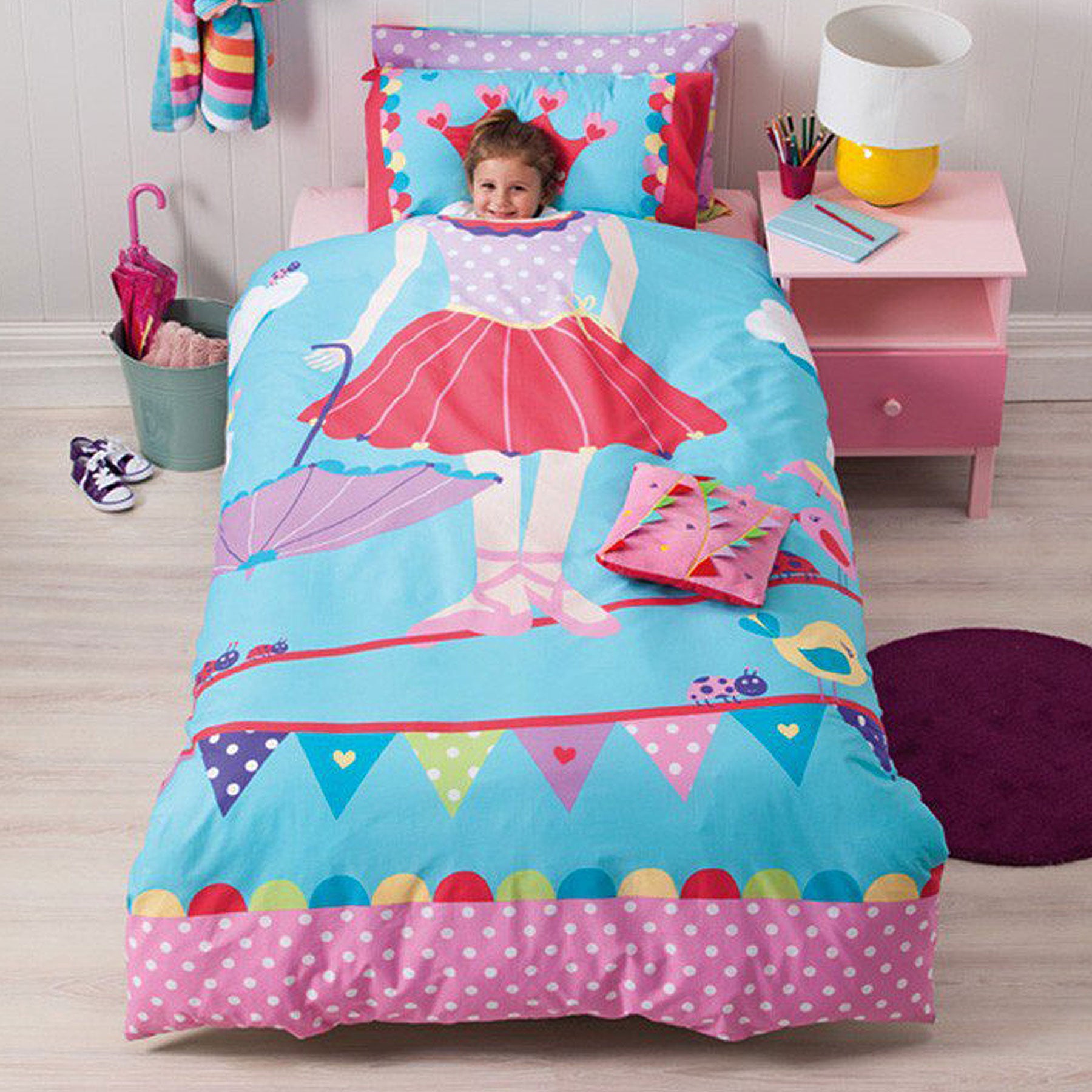 Cubby House Reversible Tabitha Tightrope Quilt Doona Duvet Cover Set Double