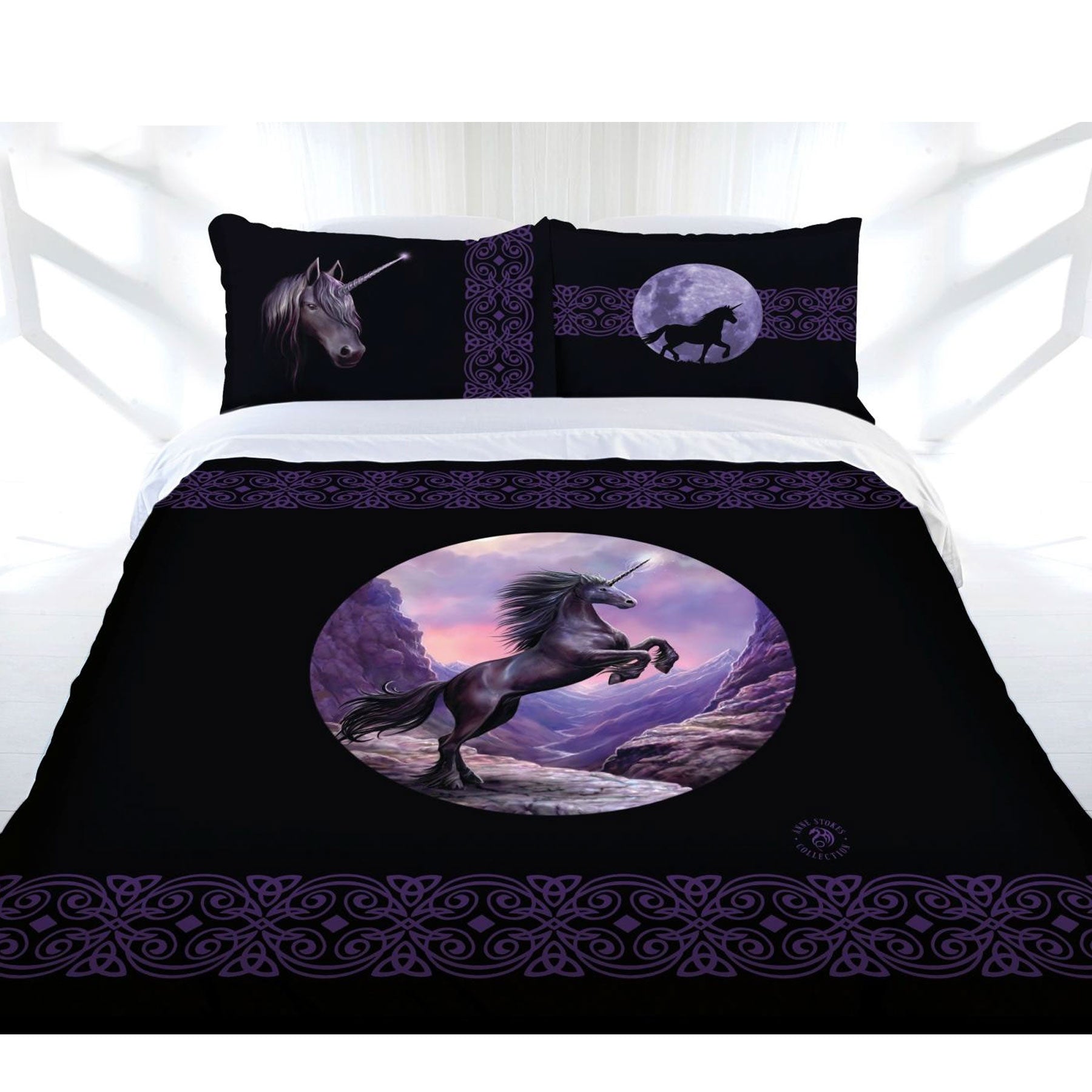 Anne Stokes Black Unicorn Quilt Doona Duvet Cover Set King