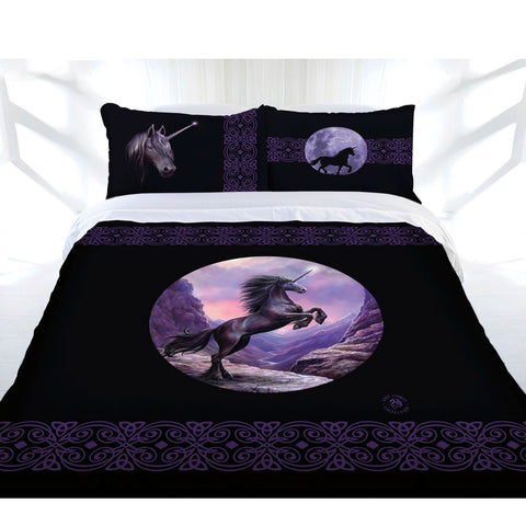 Anne Stokes Black Unicorn Quilt Doona Duvet Cover Set King