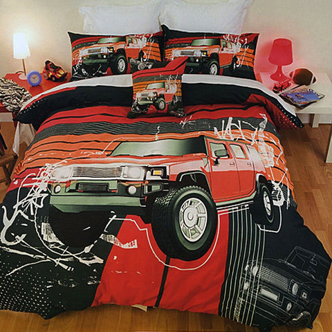 Just Home Urban Explorer Jeep Quilt Doona Duvet Cover Set Queen