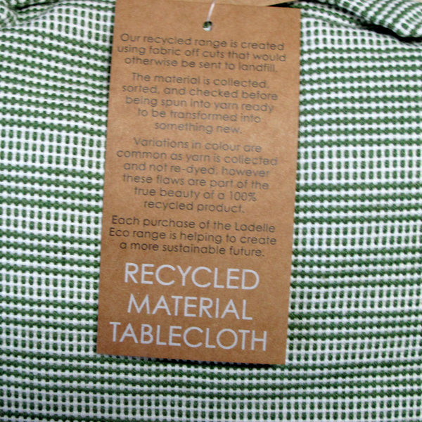 Ladelle Eco Cotton Rich Tablecloth 150 x 265cm Striped Green Ivory